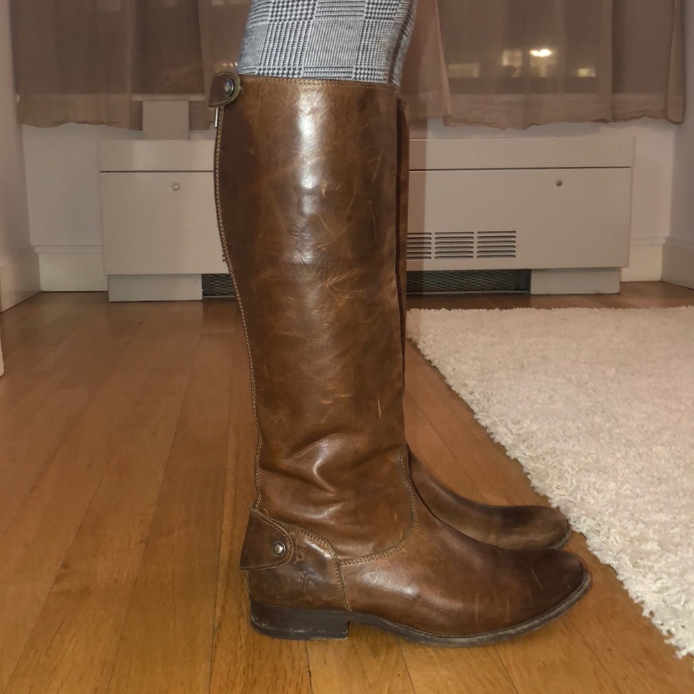 Frye Melissa Button Back Zip Boots Cognac Size 9
